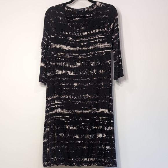 Piazza Sempione | Viscose Black and Cream Super Soft Dress Size L - Picture 1 of 9